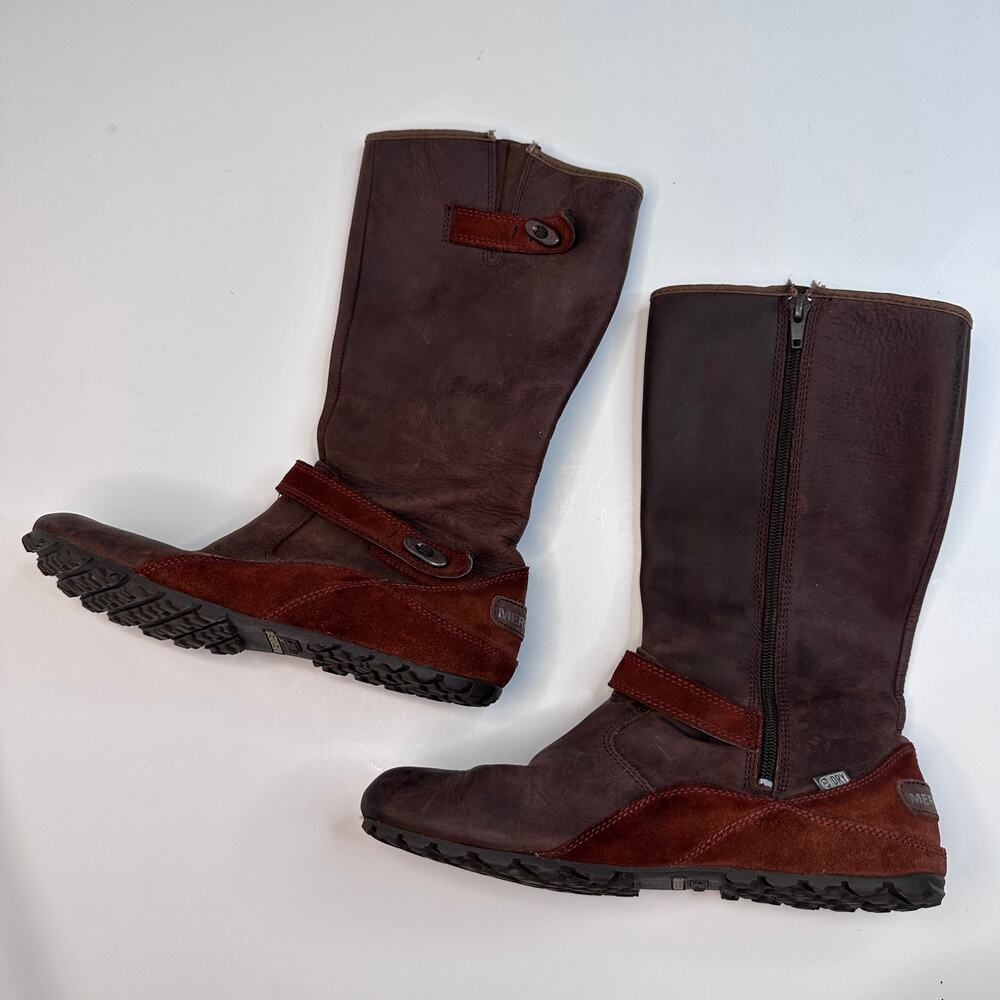 Merrell Brown Cinnamon Leather Zip Haven Autumn Boots